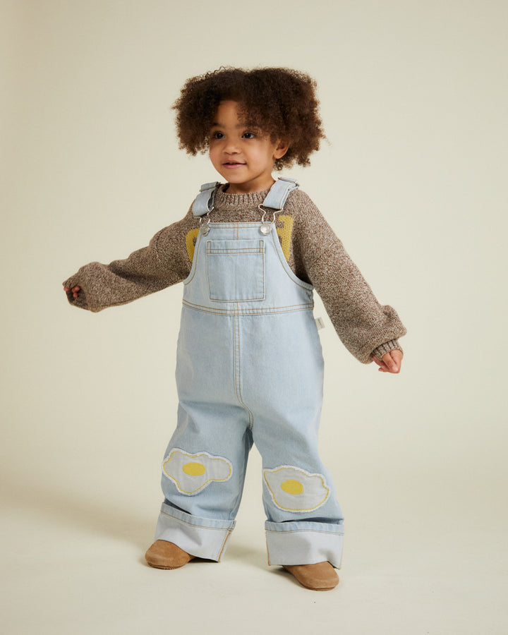 Claude & Co Blythe Egg Patch Denim Dungaree - Denim Blue