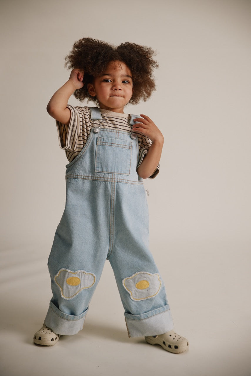 Claude & Co Blythe Egg Patch Denim Dungaree - Denim Blue