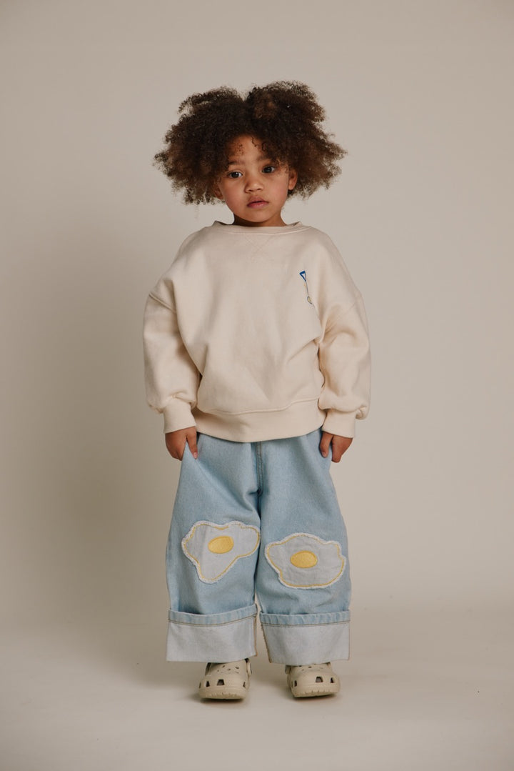 Claude & Co Blythe Egg Patch Denim Dungaree - Denim Blue