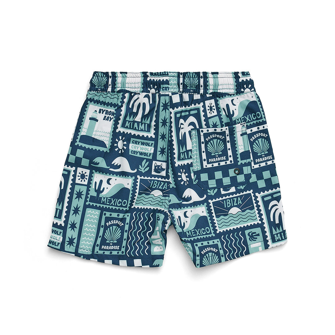 Crywolf Boardshorts - Blue Postcards