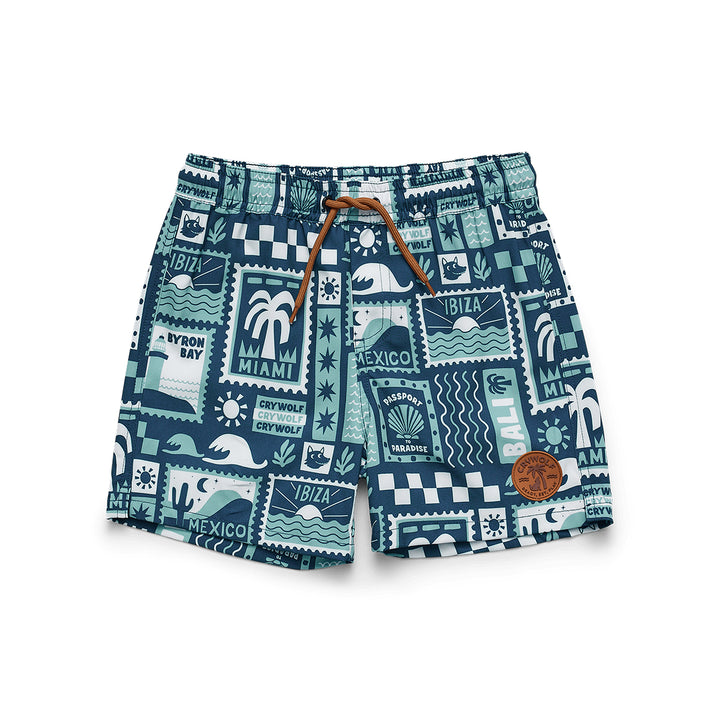 Crywolf Boardshorts - Blue Postcards