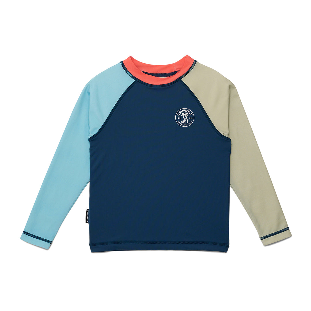 Crywolf Swim Long Sleeve Rash Vest - Ocean Colourblock