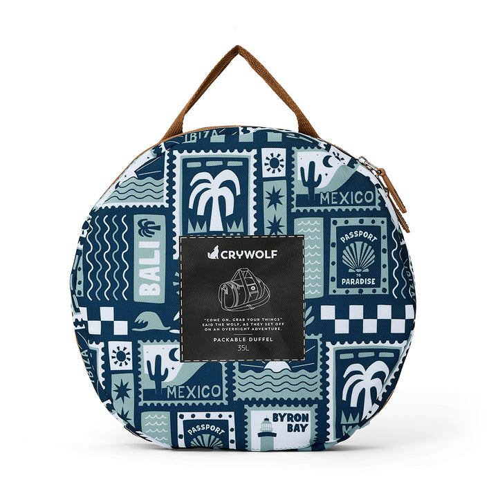 Crywolf Packable Duffel Bag - Blue Postcards