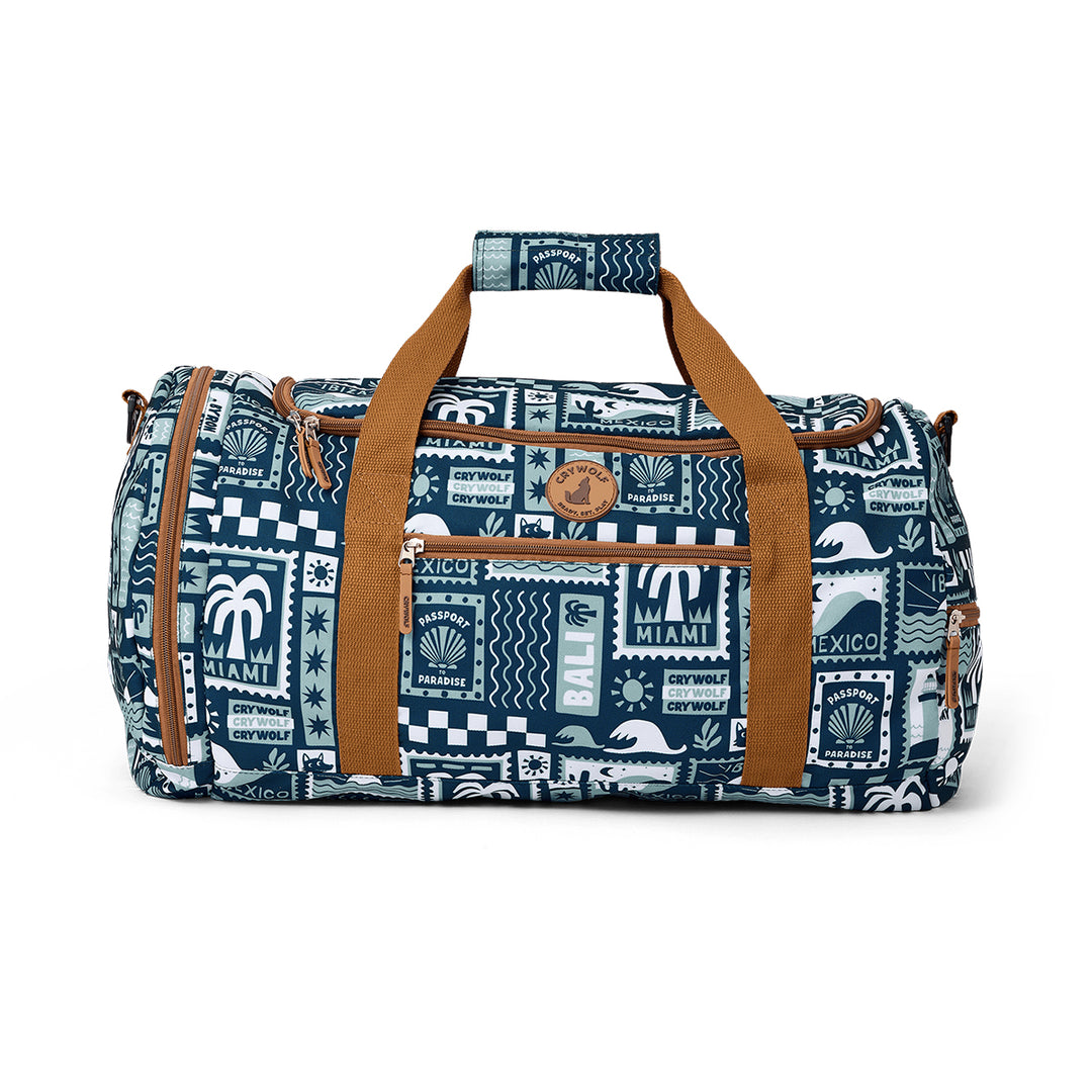 Crywolf Packable Duffel Bag - Blue Postcards