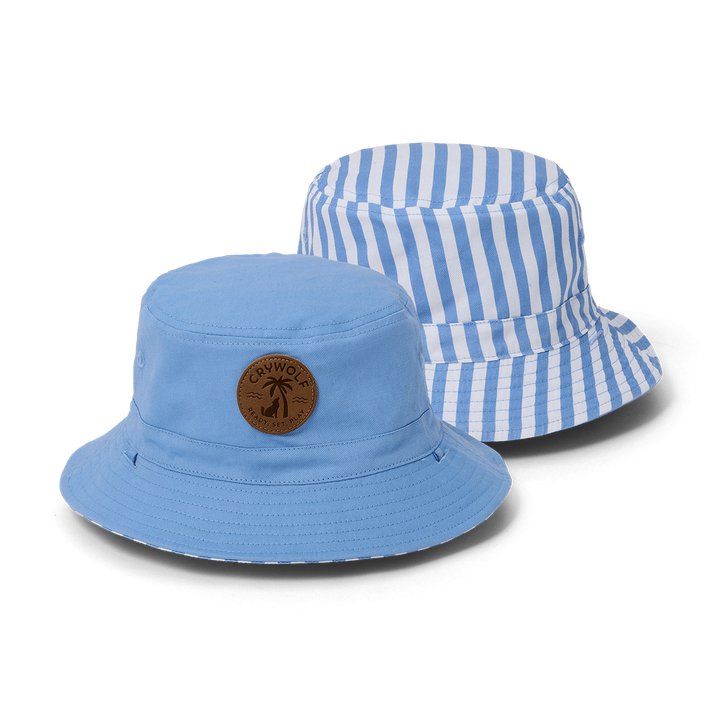 Crywolf Reversible Bucket Hat - Sky Blue Stripe
