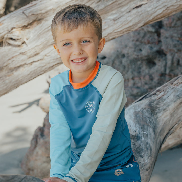 Crywolf Swim Long Sleeve Rash Vest - Ocean Colourblock