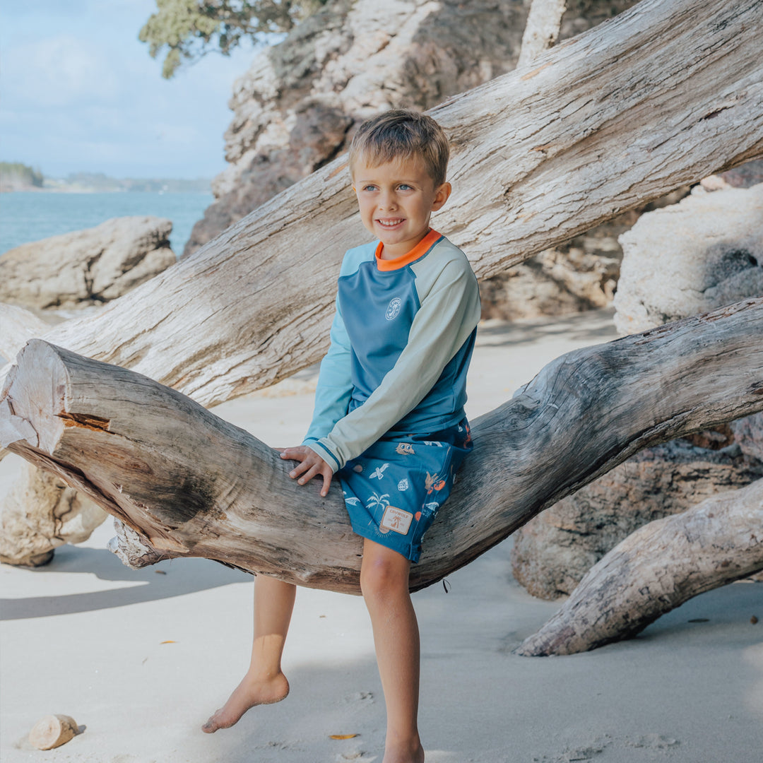 Crywolf Swim Long Sleeve Rash Vest - Ocean Colourblock