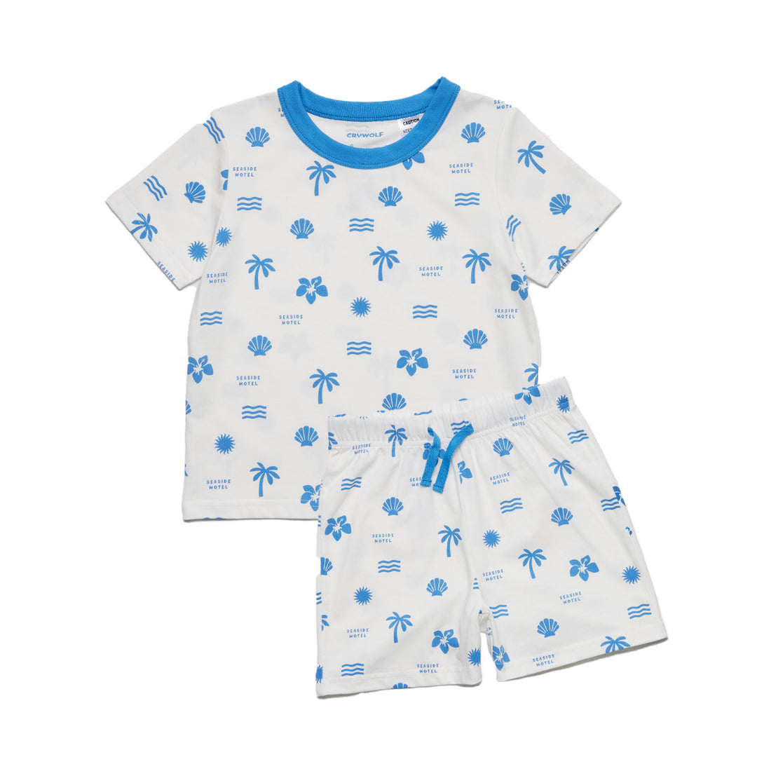 Crywolf Short Sleeve Sleep Set - Blue Holiday