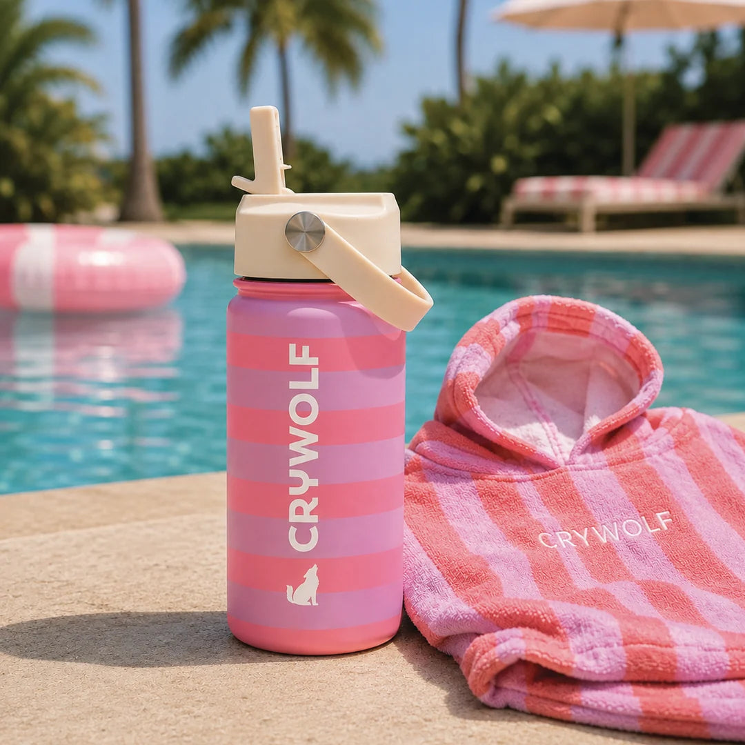 Crywolf Drink Bottle - Flamingo Stripe