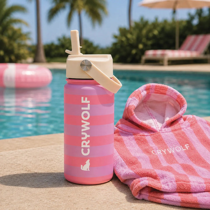 Crywolf Drink Bottle - Flamingo Stripe