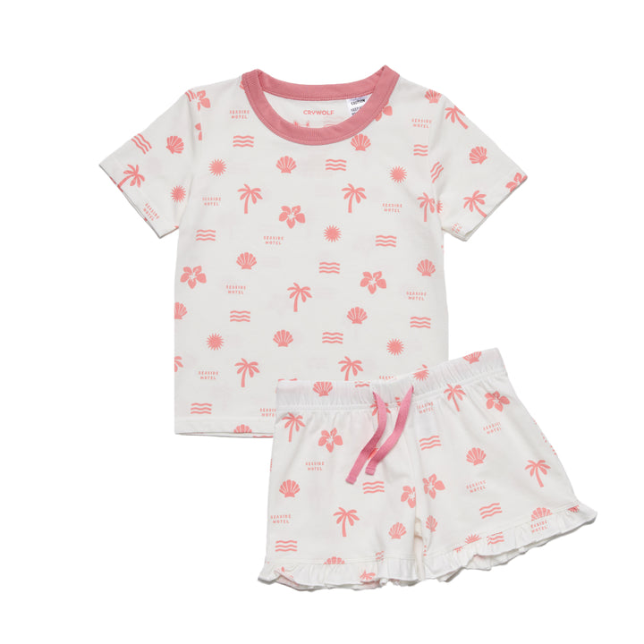 Crywolf Short Sleeve Sleep Set - Pink Holiday