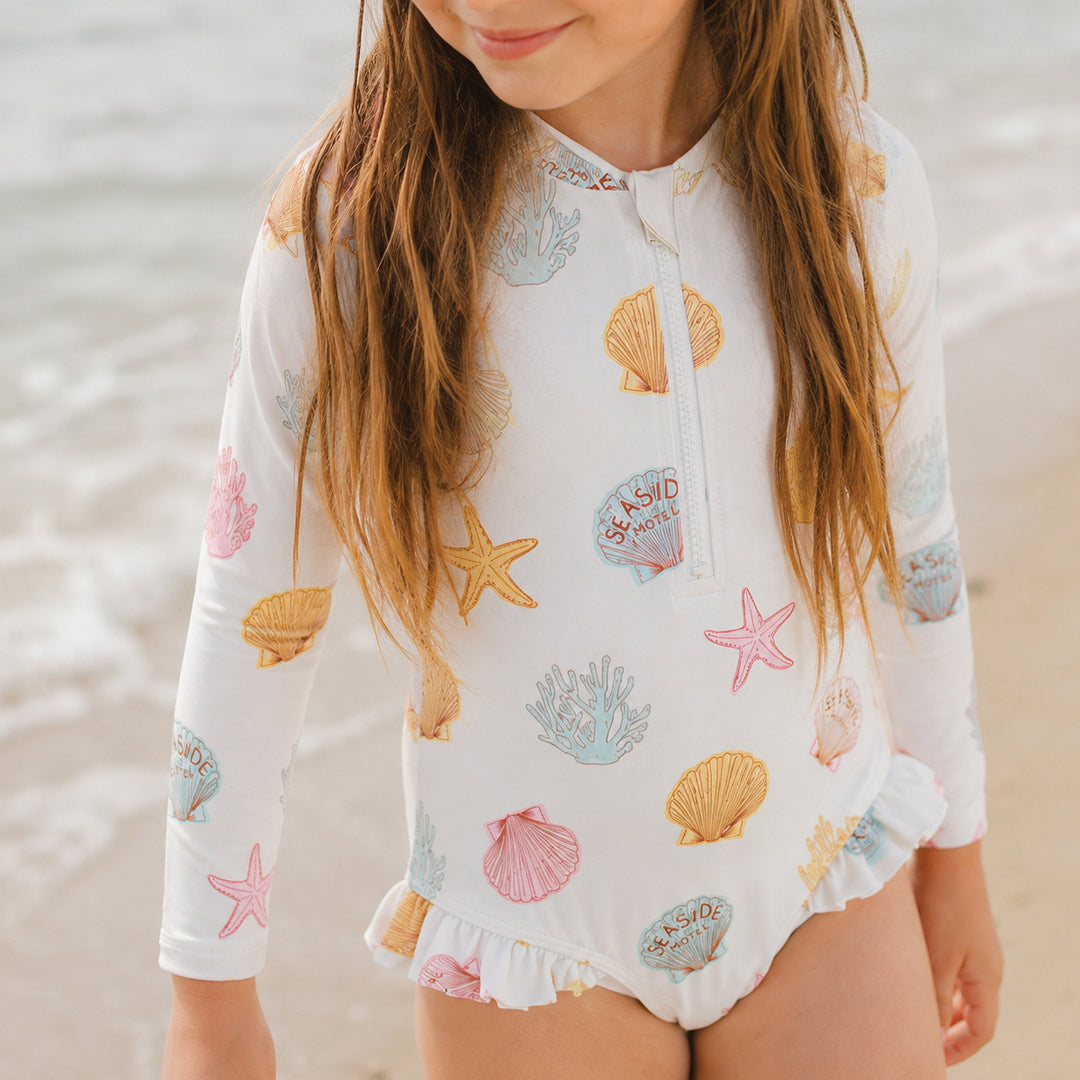 Crywolf Long Sleeve Swimsuit - Shell