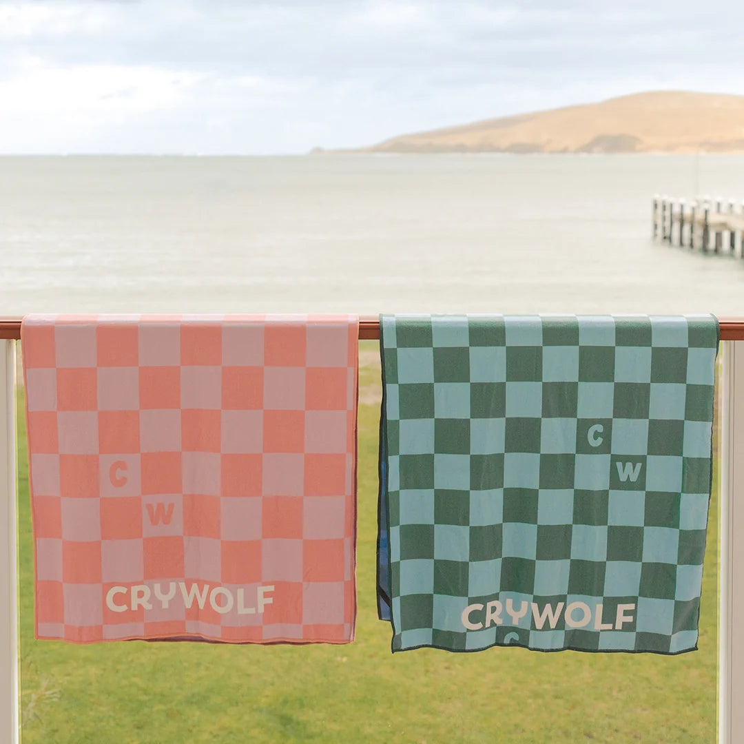 Crywolf Rapid Dry Towel - Sea Green Check