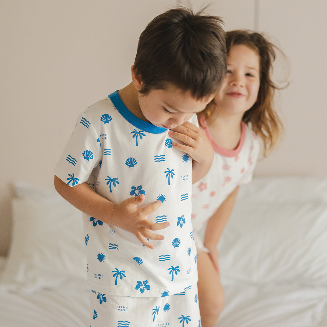 Crywolf Short Sleeve Sleep Set - Blue Holiday