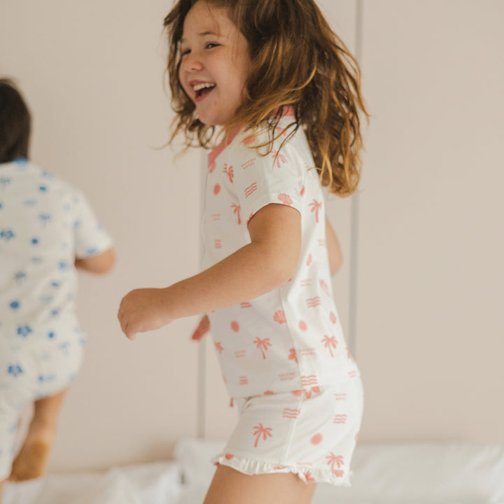 Crywolf Short Sleeve Sleep Set - Pink Holiday