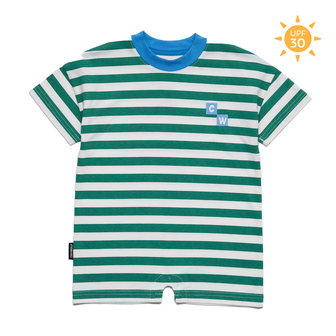 Crywolf Sun Smart Romper - Sea Green Stripe
