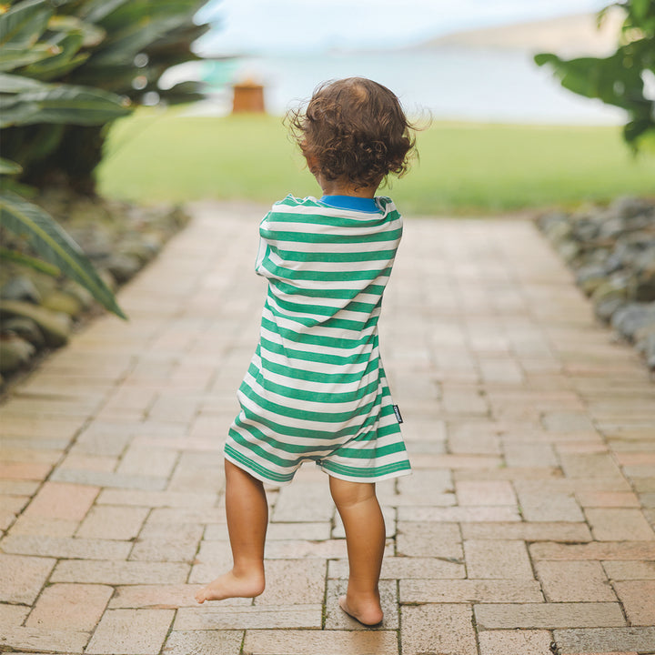 Crywolf Sun Smart Romper - Sea Green Stripe