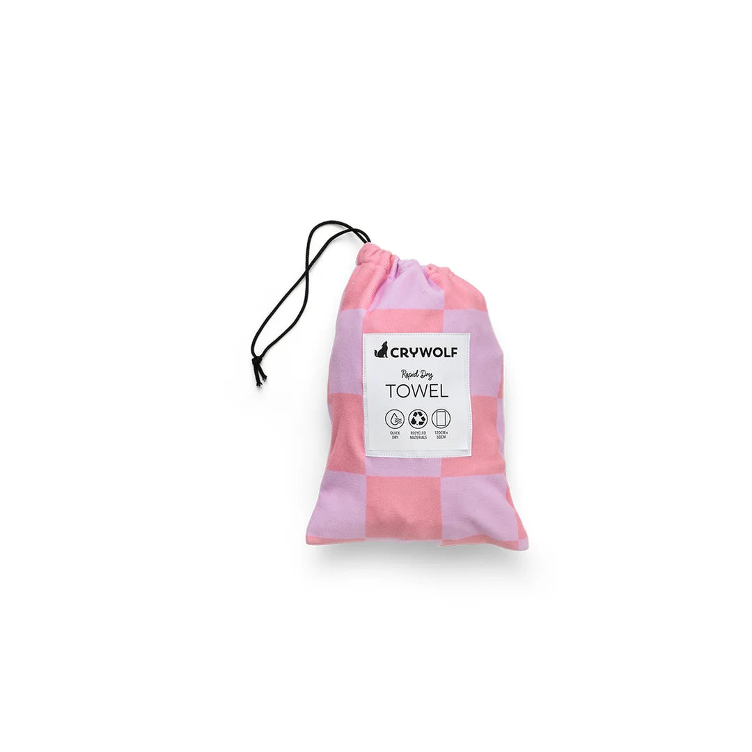 Crywolf Rapid Dry Towel - Flamingo Check