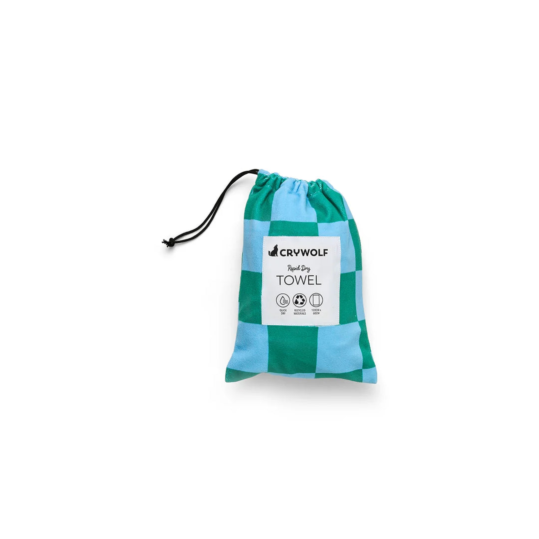 Crywolf Rapid Dry Towel - Sea Green Check
