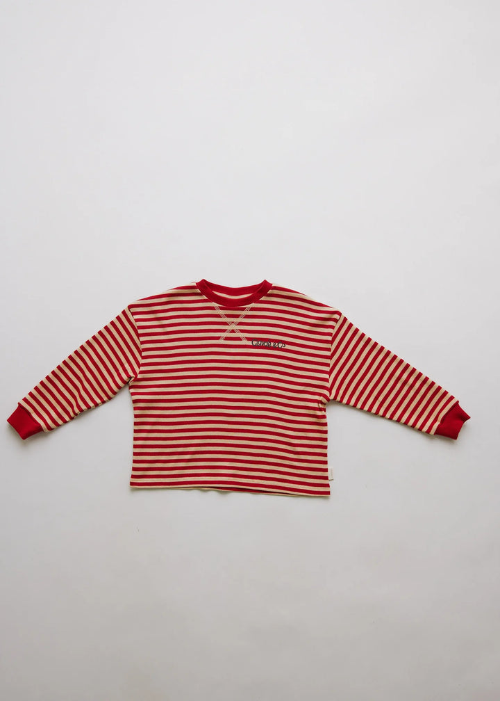 Claude &amp; Co Jamie Stripe Long Sleeve Tee - Crimson
