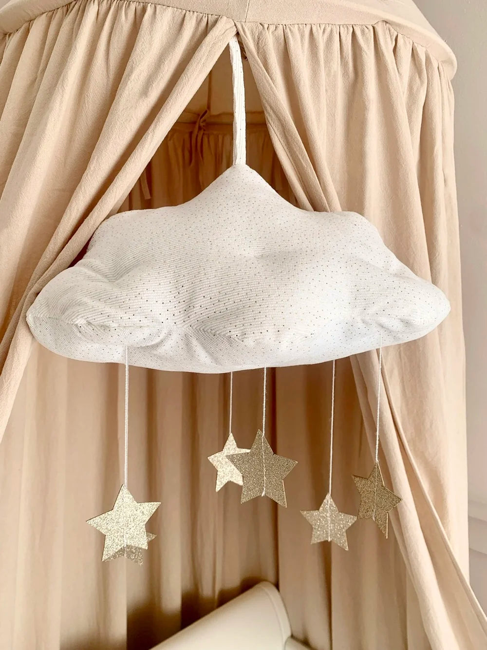 Picca Loulou Cloud Corduroy with Stars Mobile - White