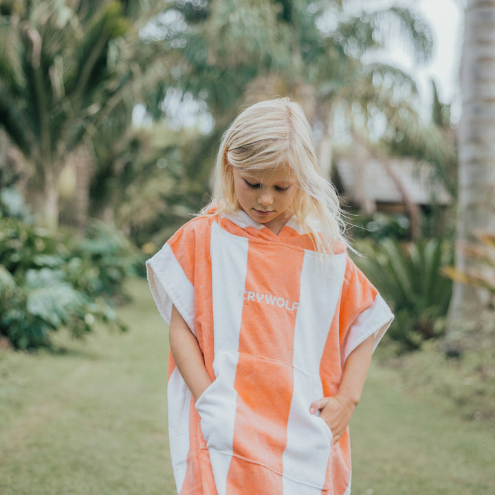 Crywolf Hooded Towel - Coral Stripe