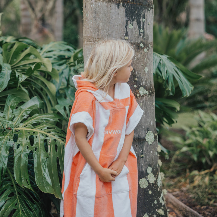 Crywolf Hooded Towel - Coral Stripe