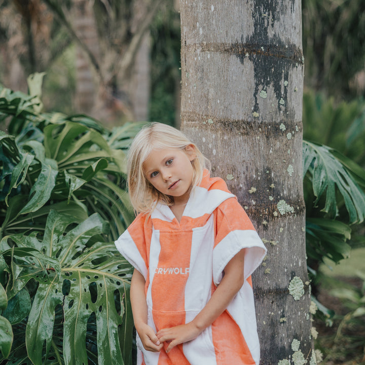 Crywolf Hooded Towel - Coral Stripe