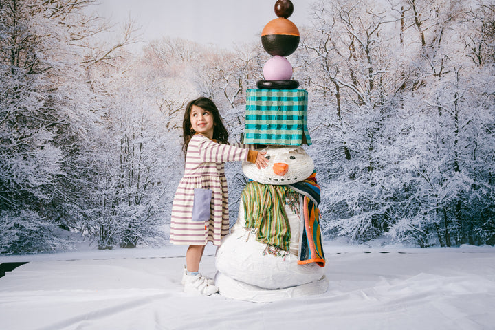 Das Ist Maurice Long Sleeve Bell Dress - Purple Stripes