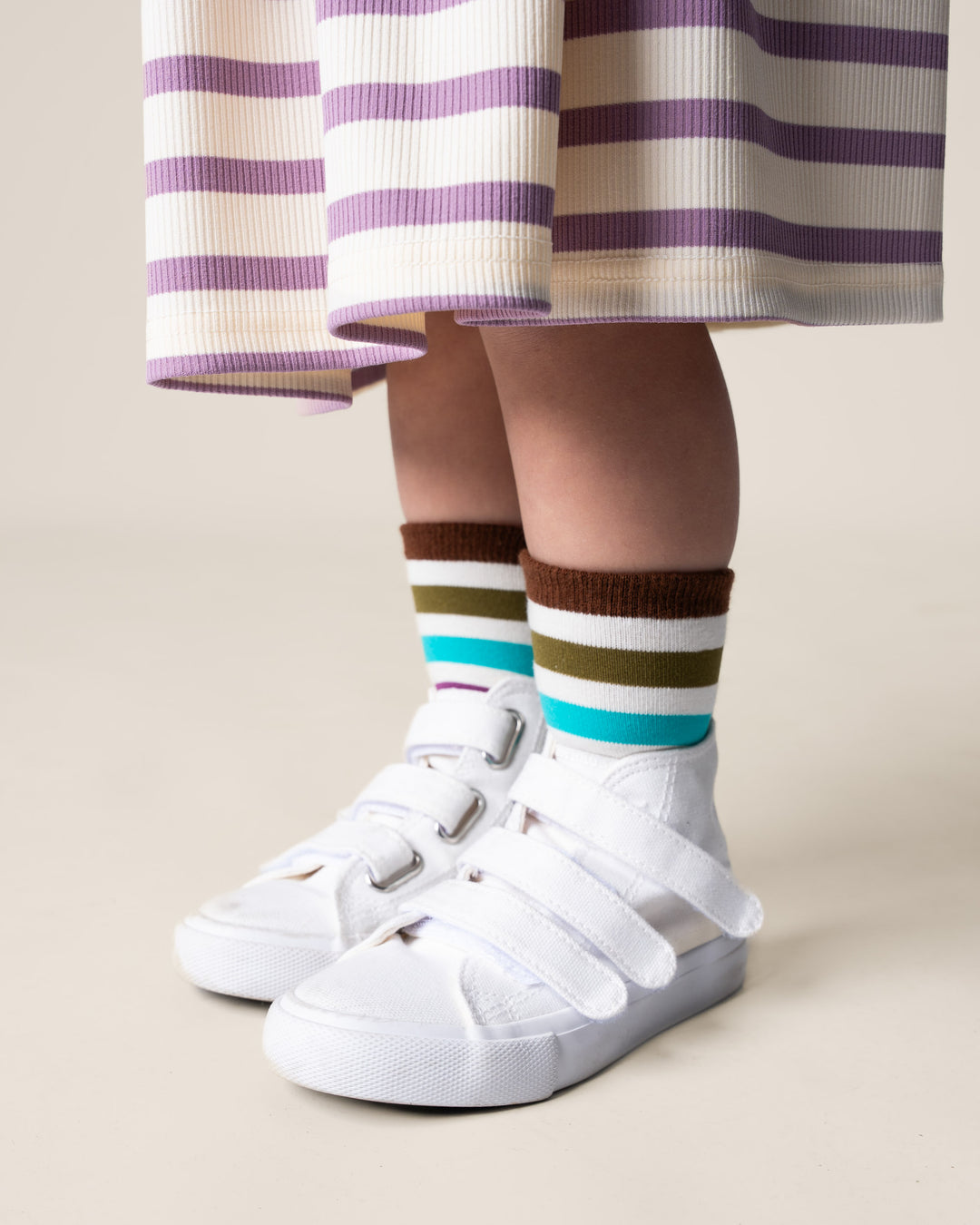 Das Ist Maurice Long Sleeve Bell Dress - Purple Stripes