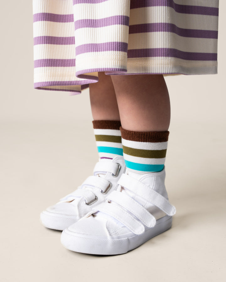 Das Ist Maurice Long Sleeve Bell Dress - Purple Stripes