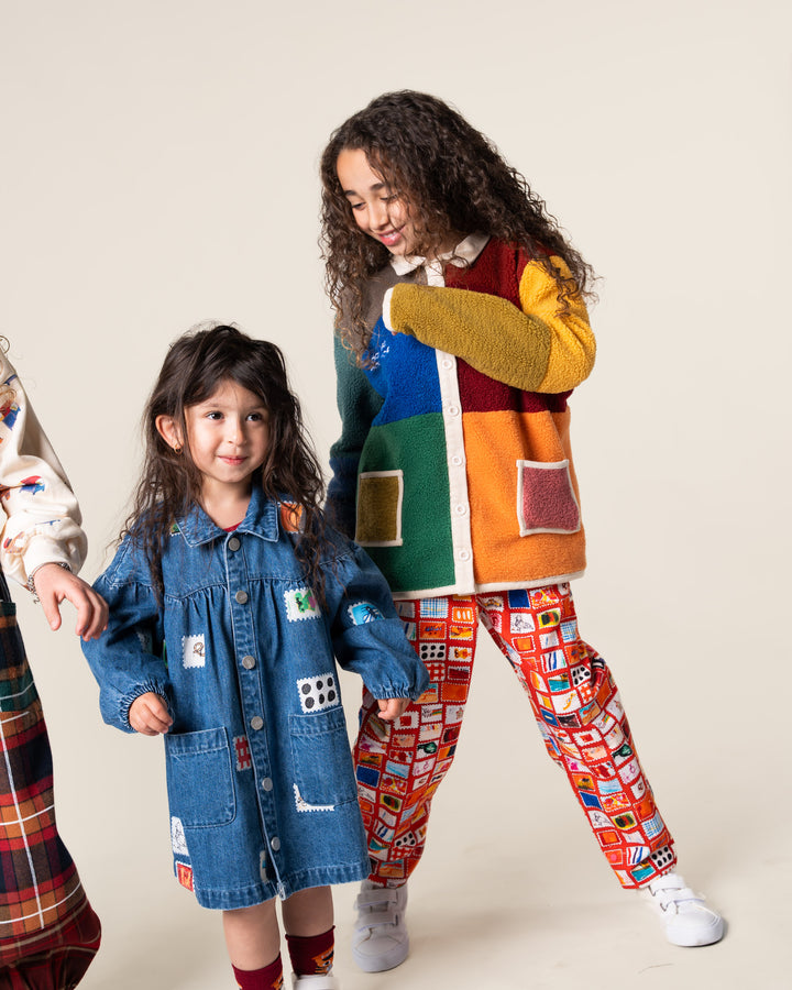 Das Ist Maurice Denim Smock Dress - Stamps