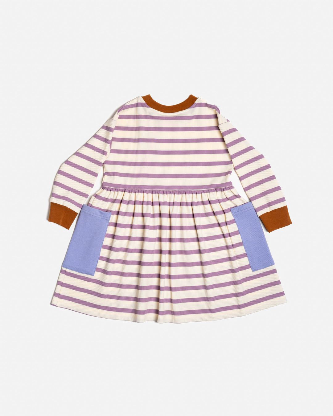 Das Ist Maurice Long Sleeve Bell Dress - Purple Stripes