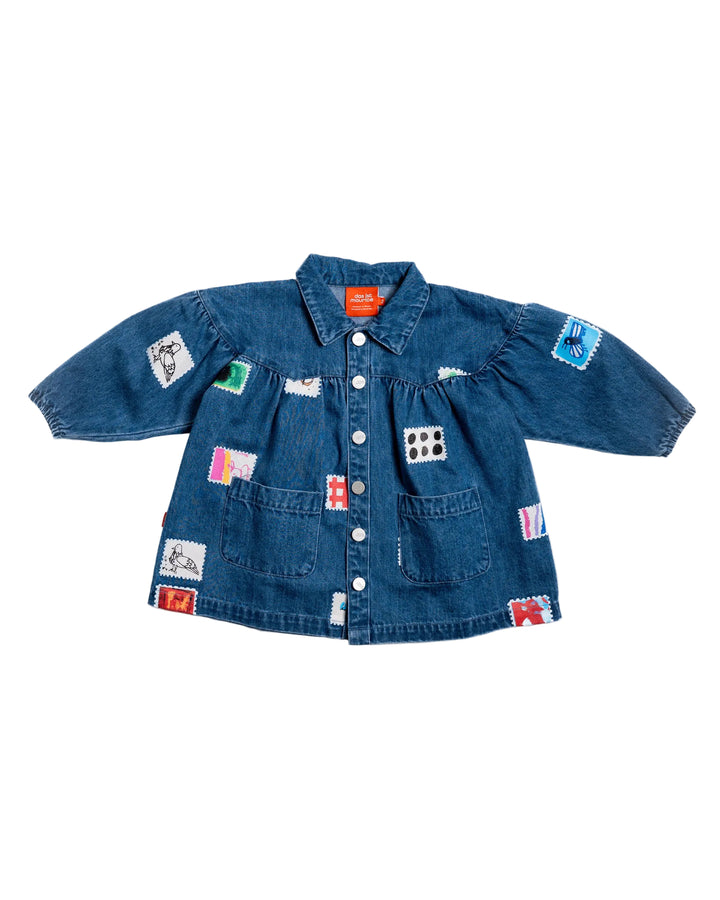 Das Ist Maurice Denim Smock Dress - Stamps