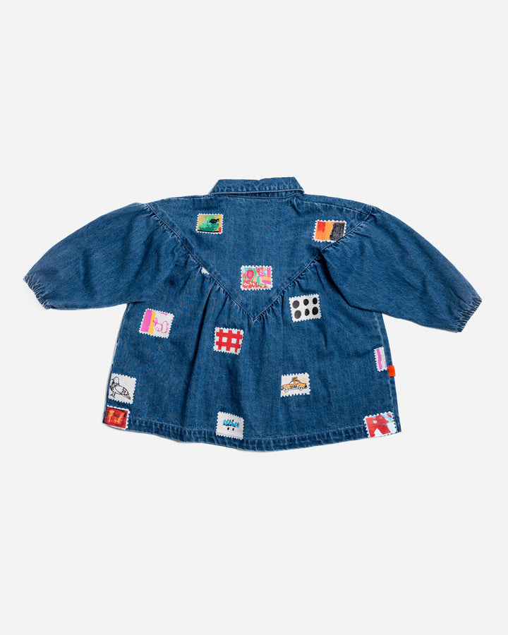 Das Ist Maurice Denim Smock Dress - Stamps