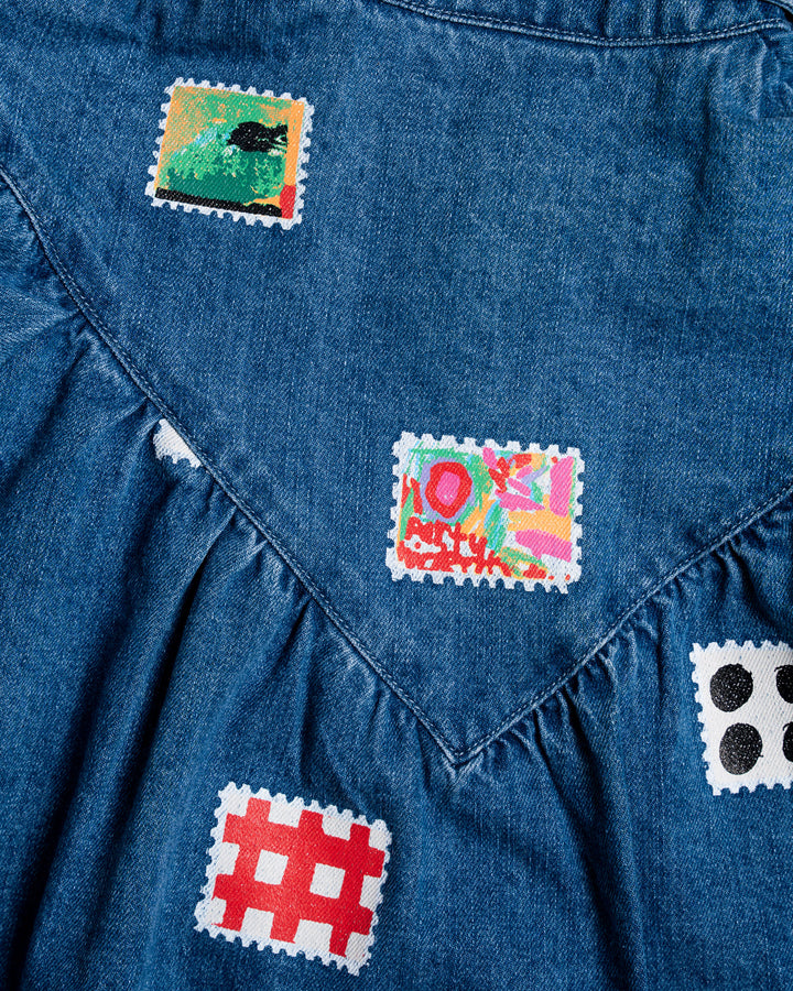 Das Ist Maurice Denim Smock Dress - Stamps
