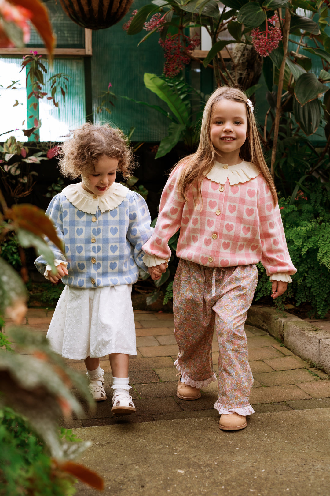 Elma Penelope Cardigan - Pink Checkered Hearts