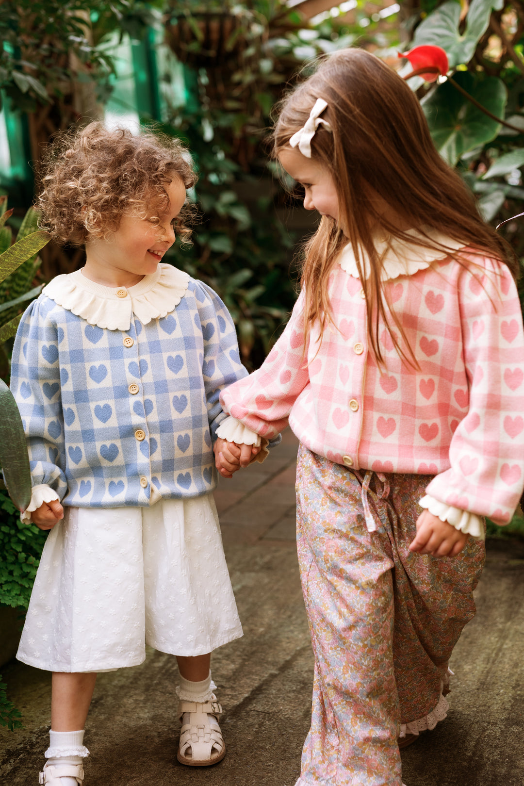 Elma Penelope Cardigan - Pink Checkered Hearts