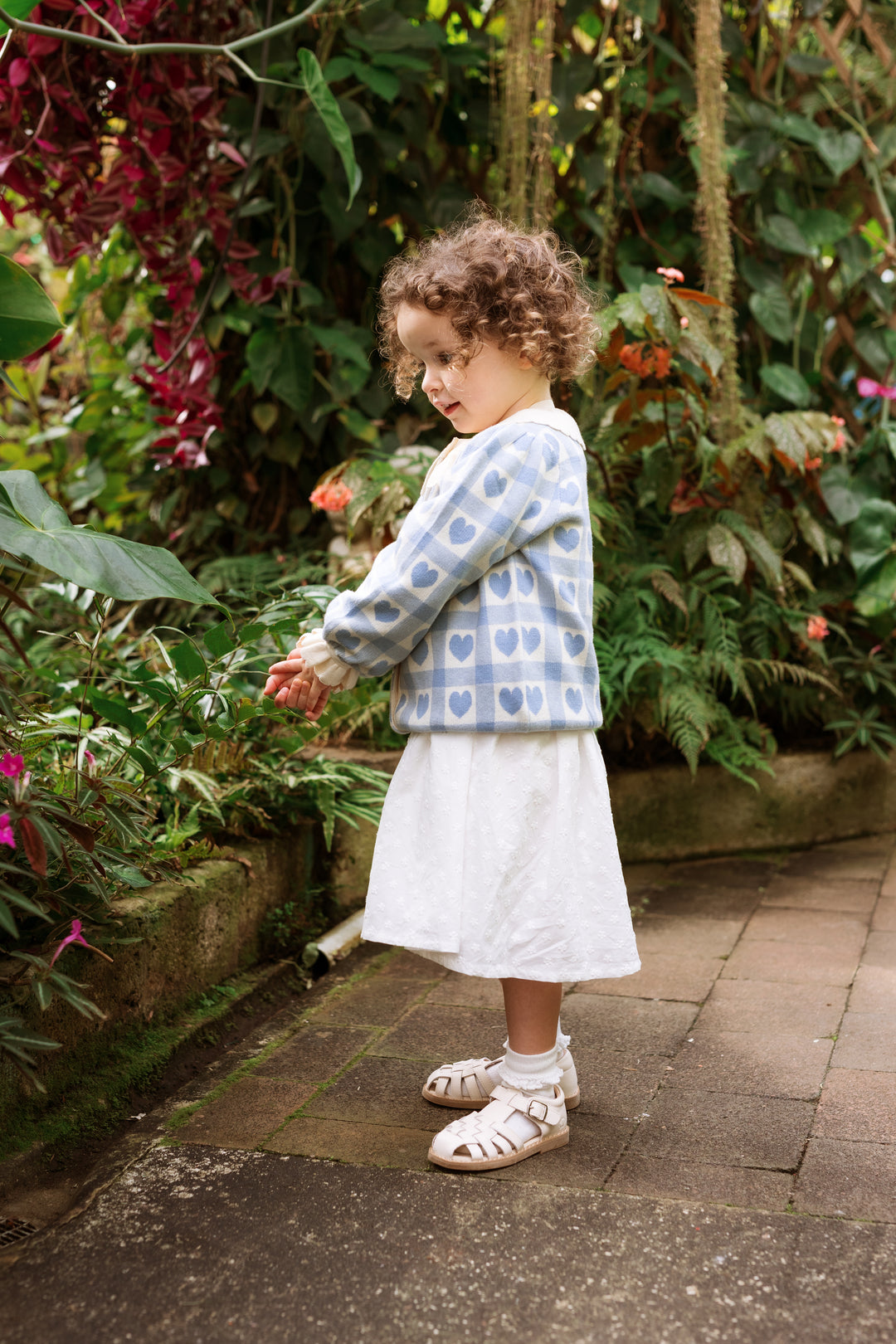Elma Penelope Cardigan - Blue Checkered Hearts