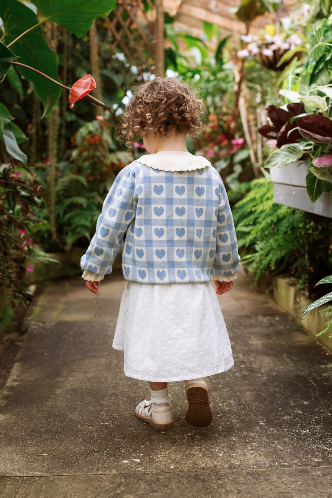 Elma Penelope Cardigan - Blue Checkered Hearts