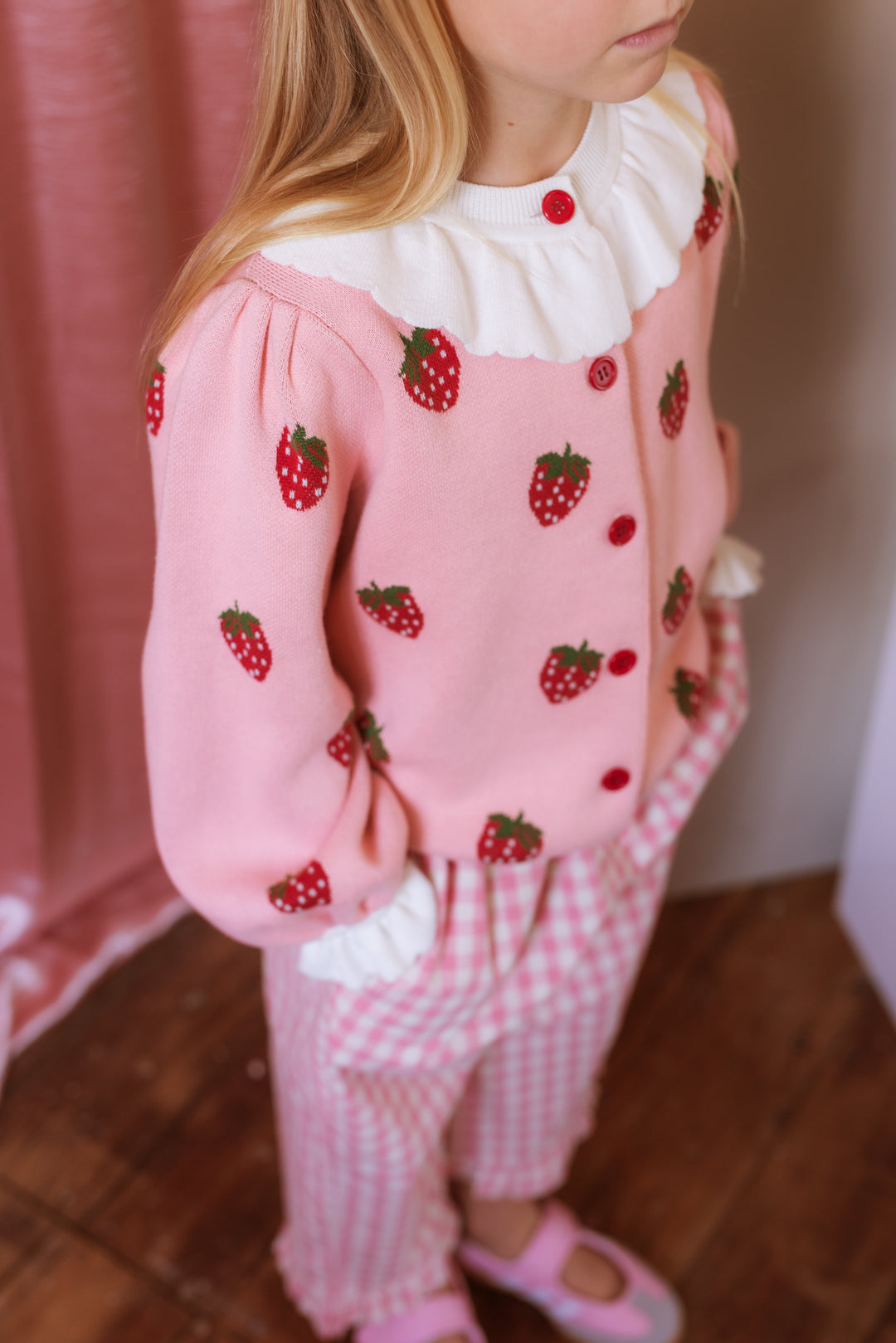 Elma Penelope Cardigan - Posy Pink Strawberries