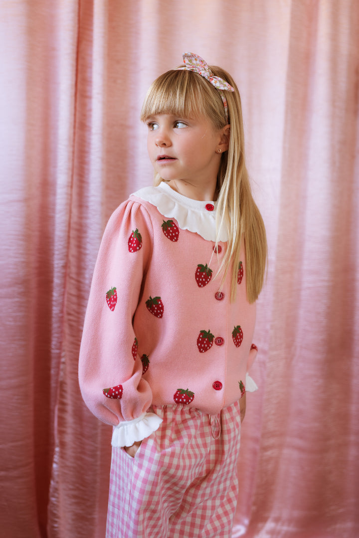 Elma Penelope Cardigan - Posy Pink Strawberries