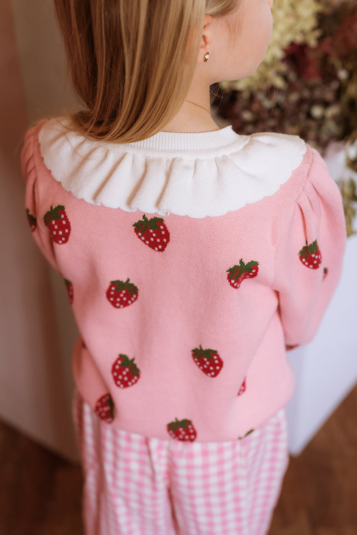 Elma Penelope Cardigan - Posy Pink Strawberries