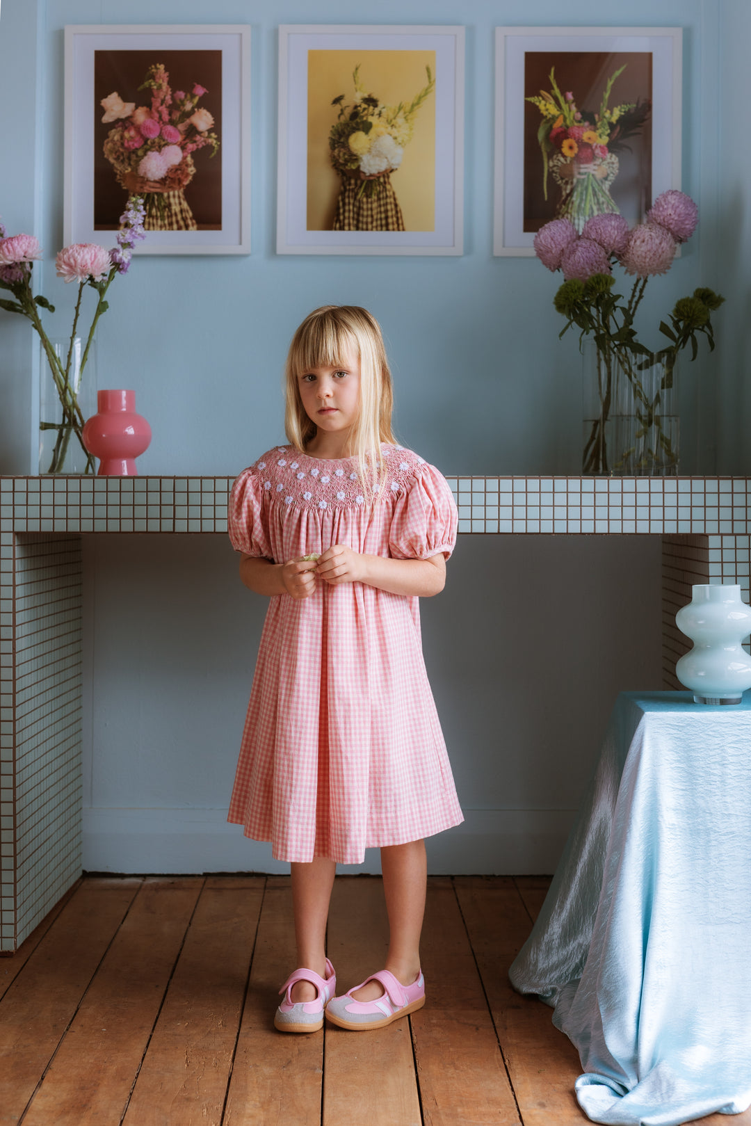 Elma Celeste Dress - Posy Gingham