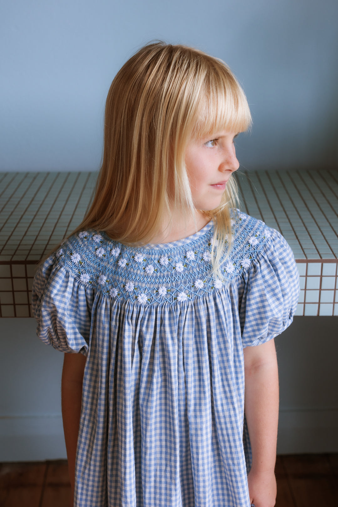 Elma Celeste Dress - Baby Blue Gingham