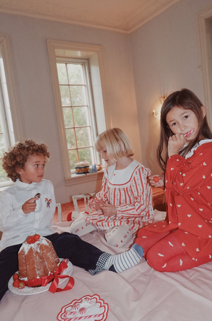 flöss Ellen Dress - Poppy Red & Soft White / Pre Order