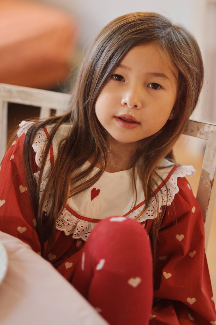 flöss Ellen Dress - Poppy Red & Soft White / Pre Order