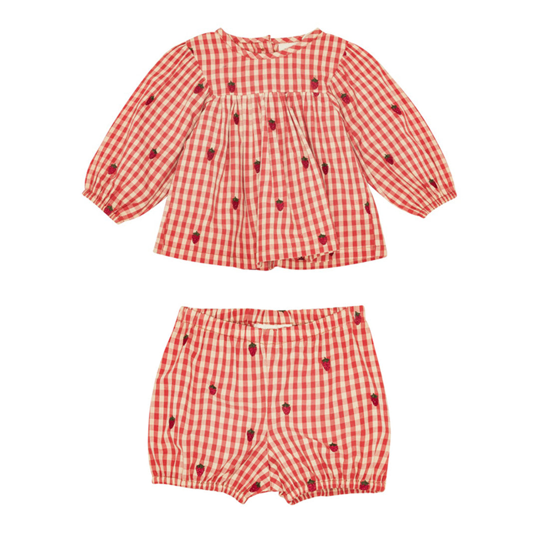 flöss Molly Baby Set - Berry Gingham / Pre Order