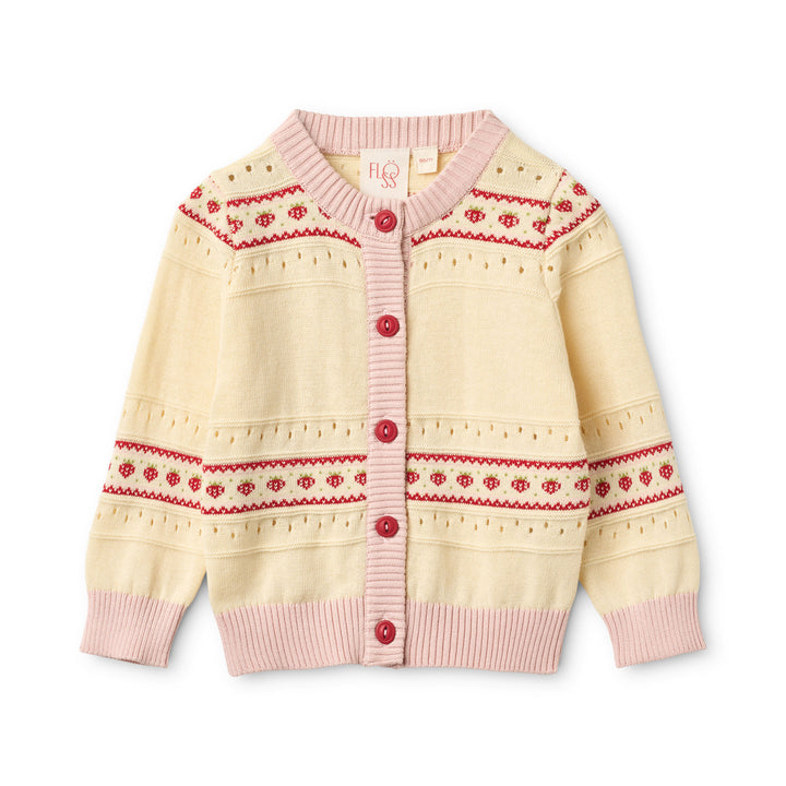 Flöss Lelou Cardigan - Soft White/Berry Stripe