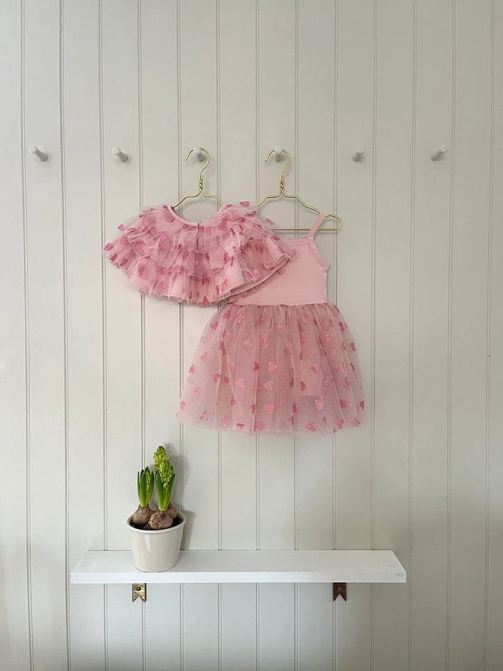 Bob & Blossom Tutu Dress - Pale Pink & Pink Glitter Heart